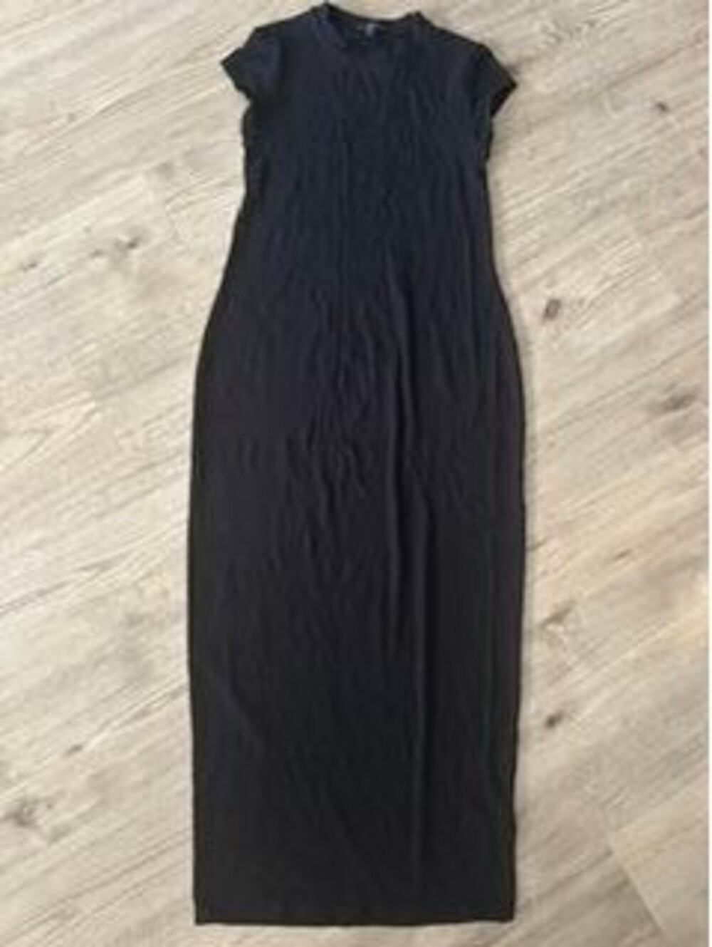 Express Fitted Black Maxi Dress Womens Cap Short Sleeve Rayon Spandex Stretch